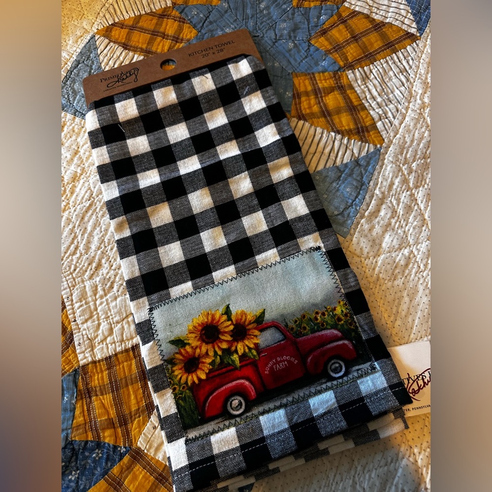 Primitives by Kathy Sunflowers Red Truck Kitchen Towel